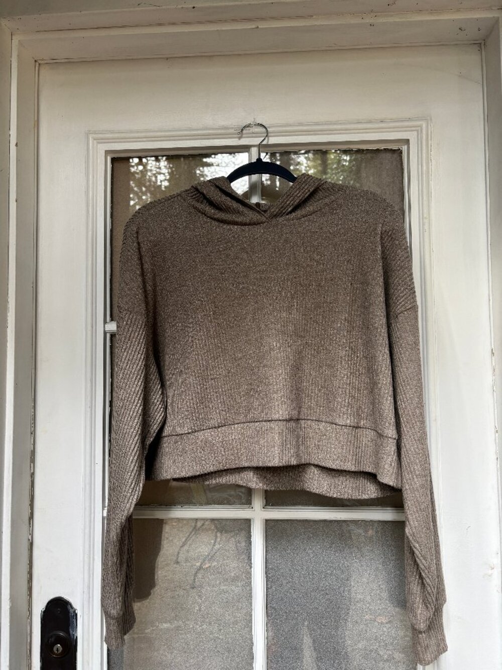 ALO Yoga Muse Rib-Knit Hoodie in Olive Tree Size Medium - Picture 16 of 16